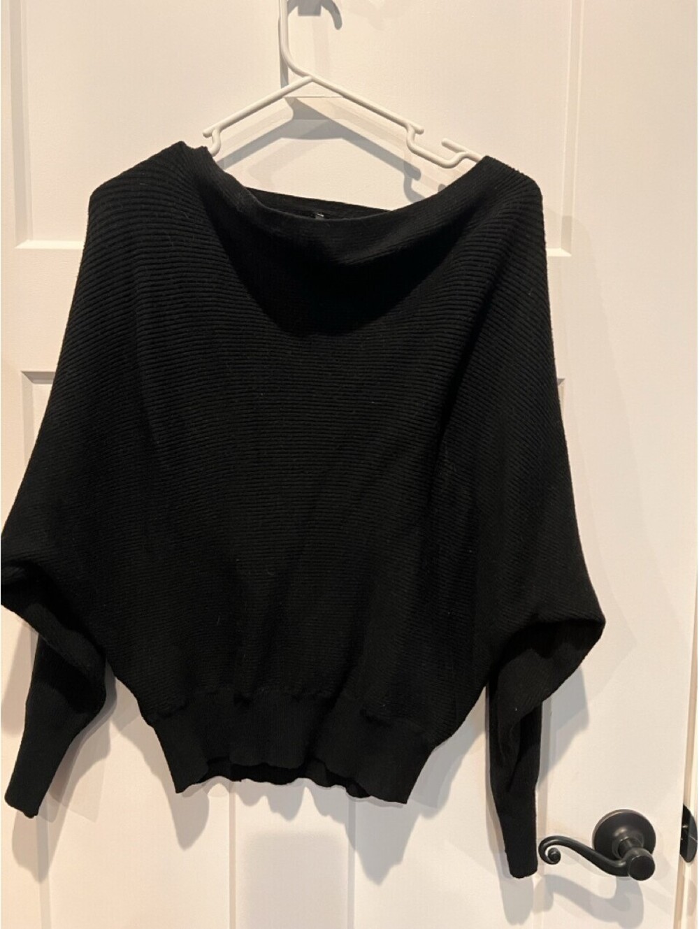 Don Yesso Womens M Black Oversized Dolman Batwing Sweater Pullover
